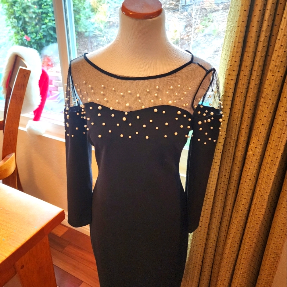 Embellished with pearls. LBD